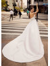 Strapless Ivory Pleated Satin Beaded Wedding Dress With Pockets